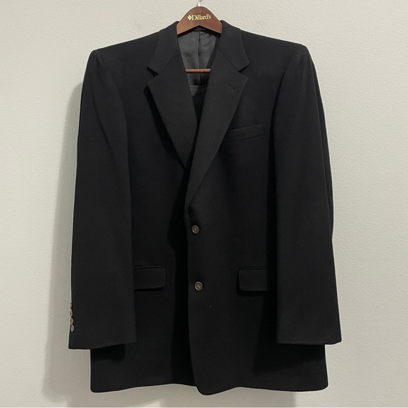 Hart Schaffner Marx Blazer Jacket 100% Cashmere Black Mens Coat 44 - Picture 13 of 13